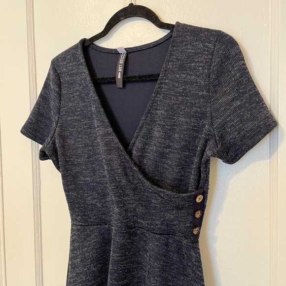 Design Lab Knit Dress, Speckled Grey/Navy Blue, US S - Picture 2 of 5